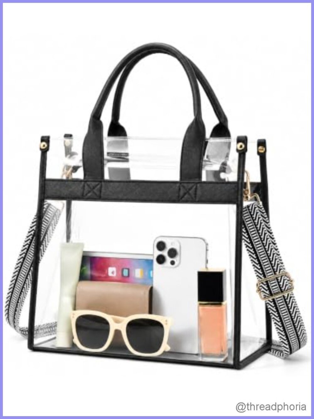 Clear Tote Bag PVC Stadium Approved Adjustable Crossbody Women's Handbag